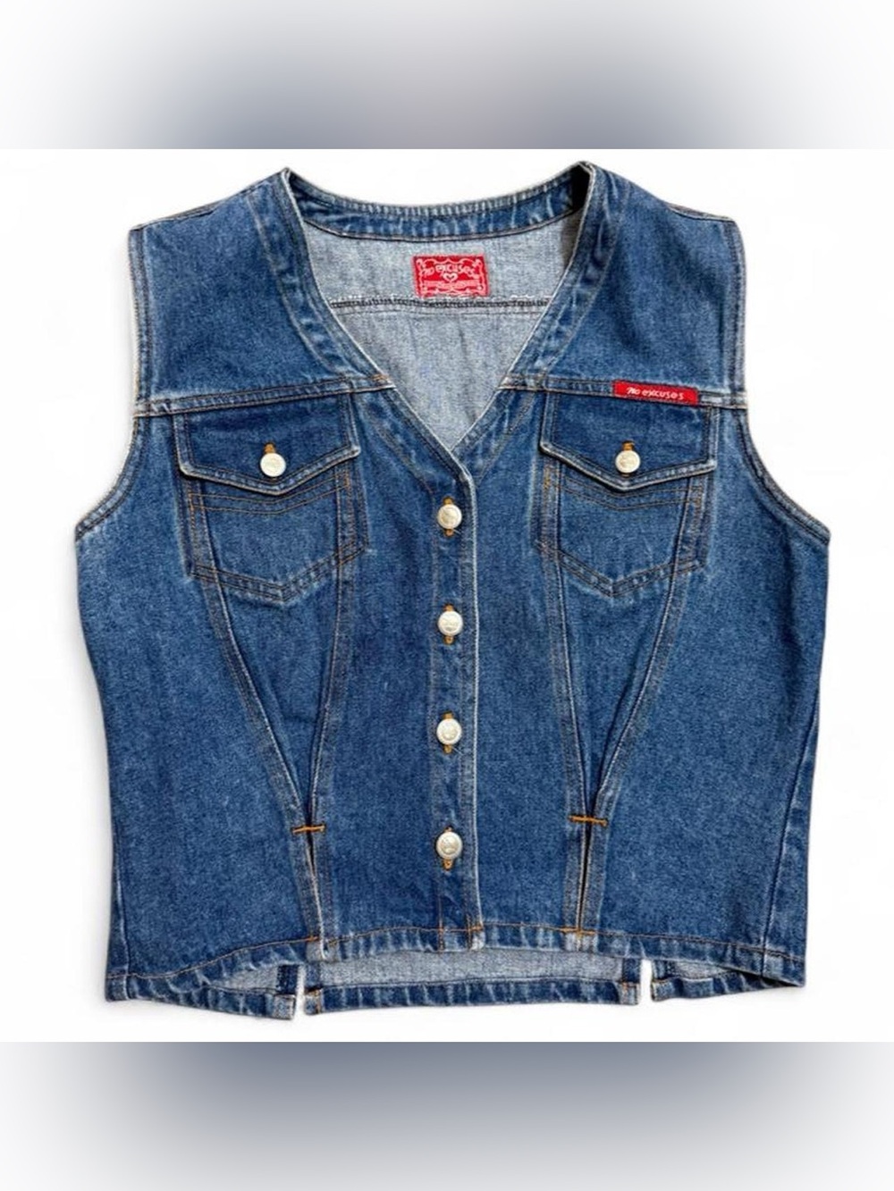 Vintage No Excuses Denim Vest Y2K 90s Women’s M